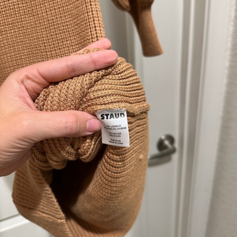 STAUD Marylebone Sweater Dress in Camel - Picture 12 of 14